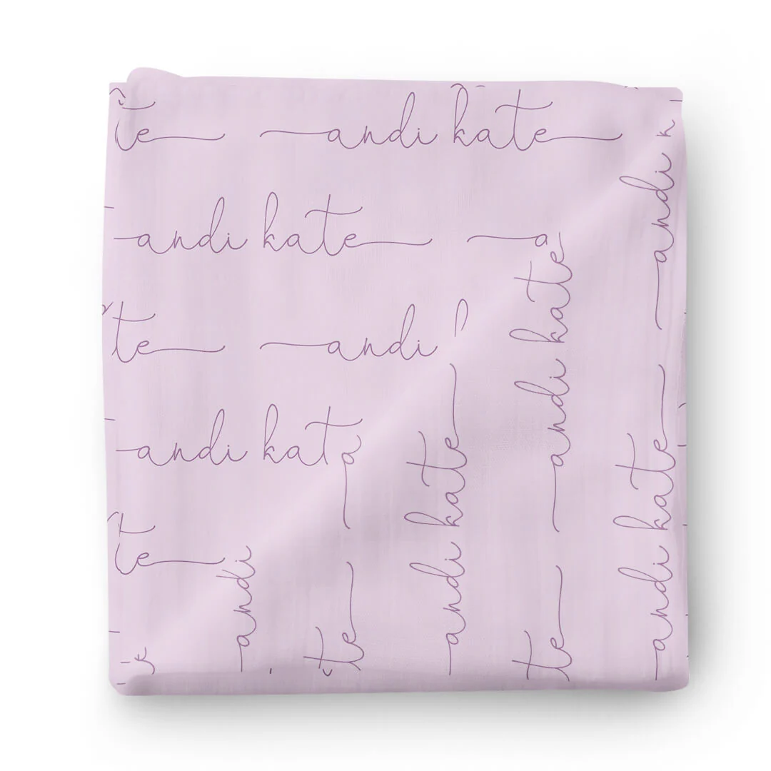 Personalized Light Lavender Baby Name Swaddle Blanket - Script - Image 2