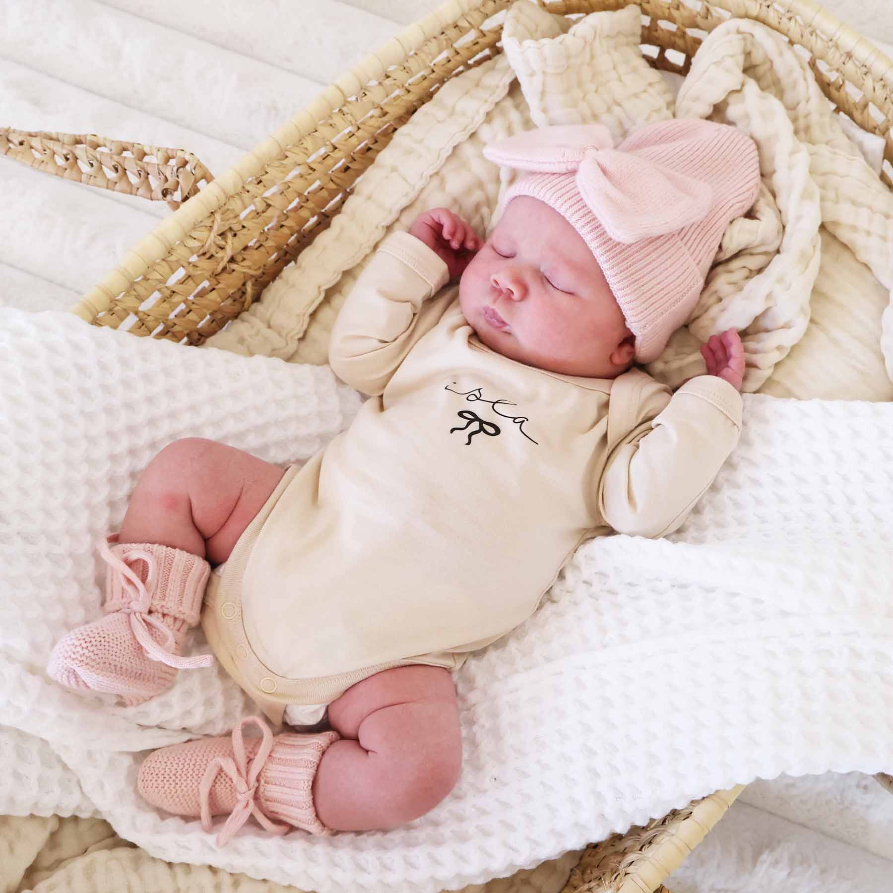 Personalized Little Bow Long Sleeve Graphic Bodysuit | Natural - Image 3