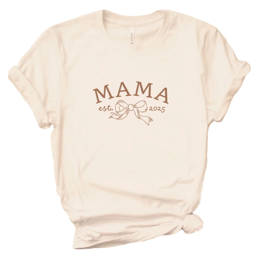 Personalized Mama Bow Est. Graphic Tee | Ivory - Image 2