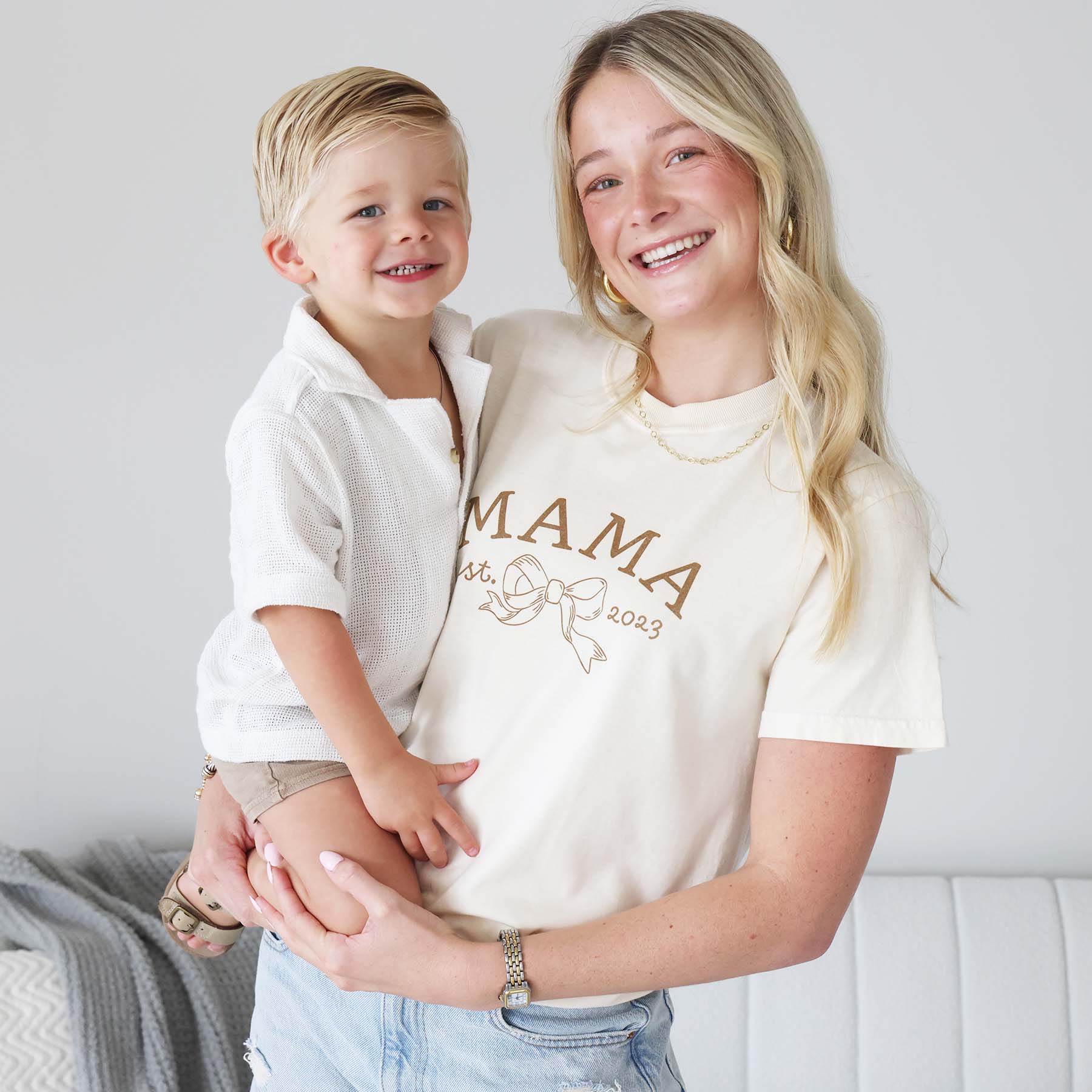 Personalized Mama Bow Est. Graphic Tee | Ivory - Image 5