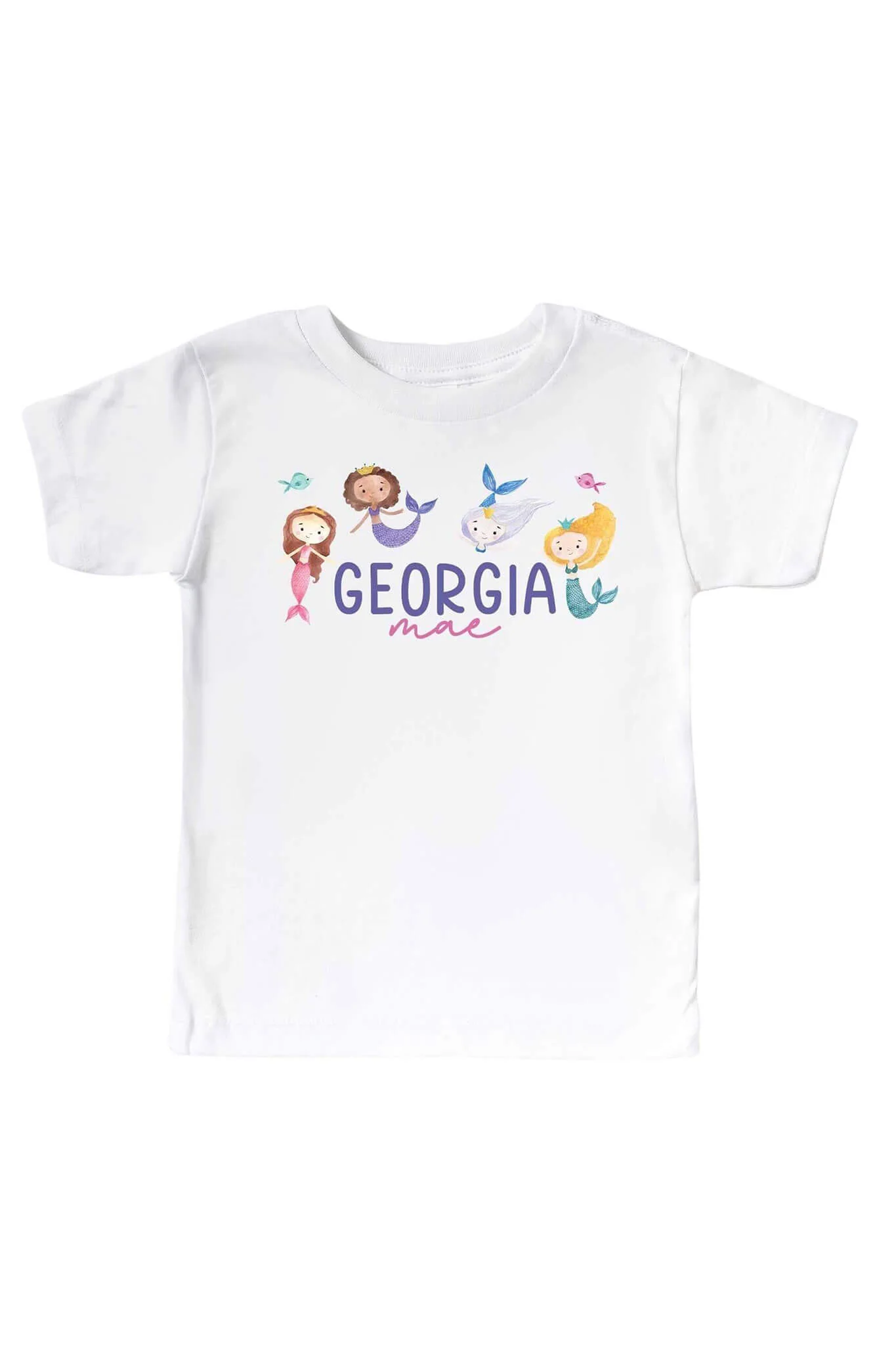 Personalized Mermaid Tales Kids Graphic Tee | White