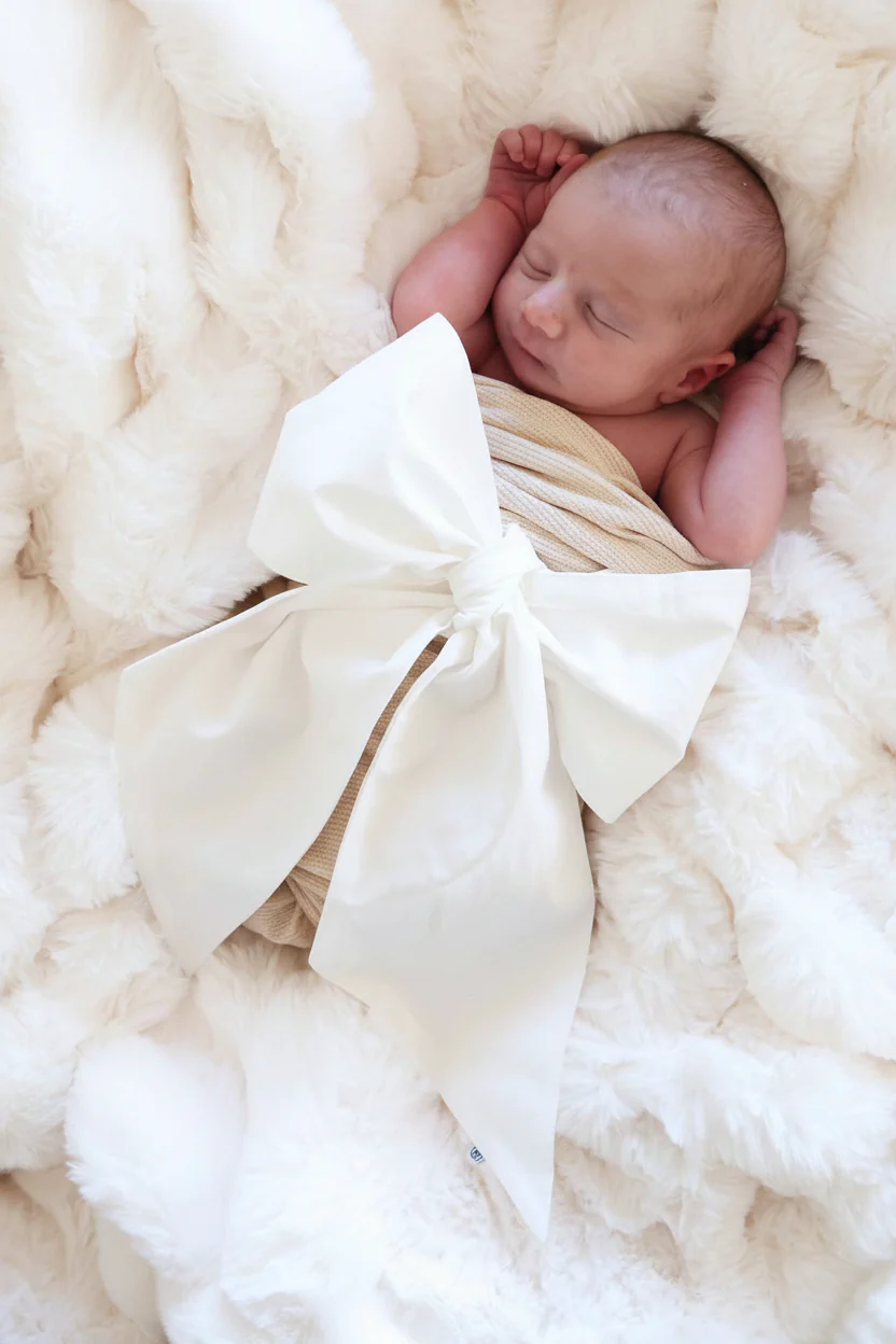 Personalized Newborn Bow Sash | Ivory - Image 11