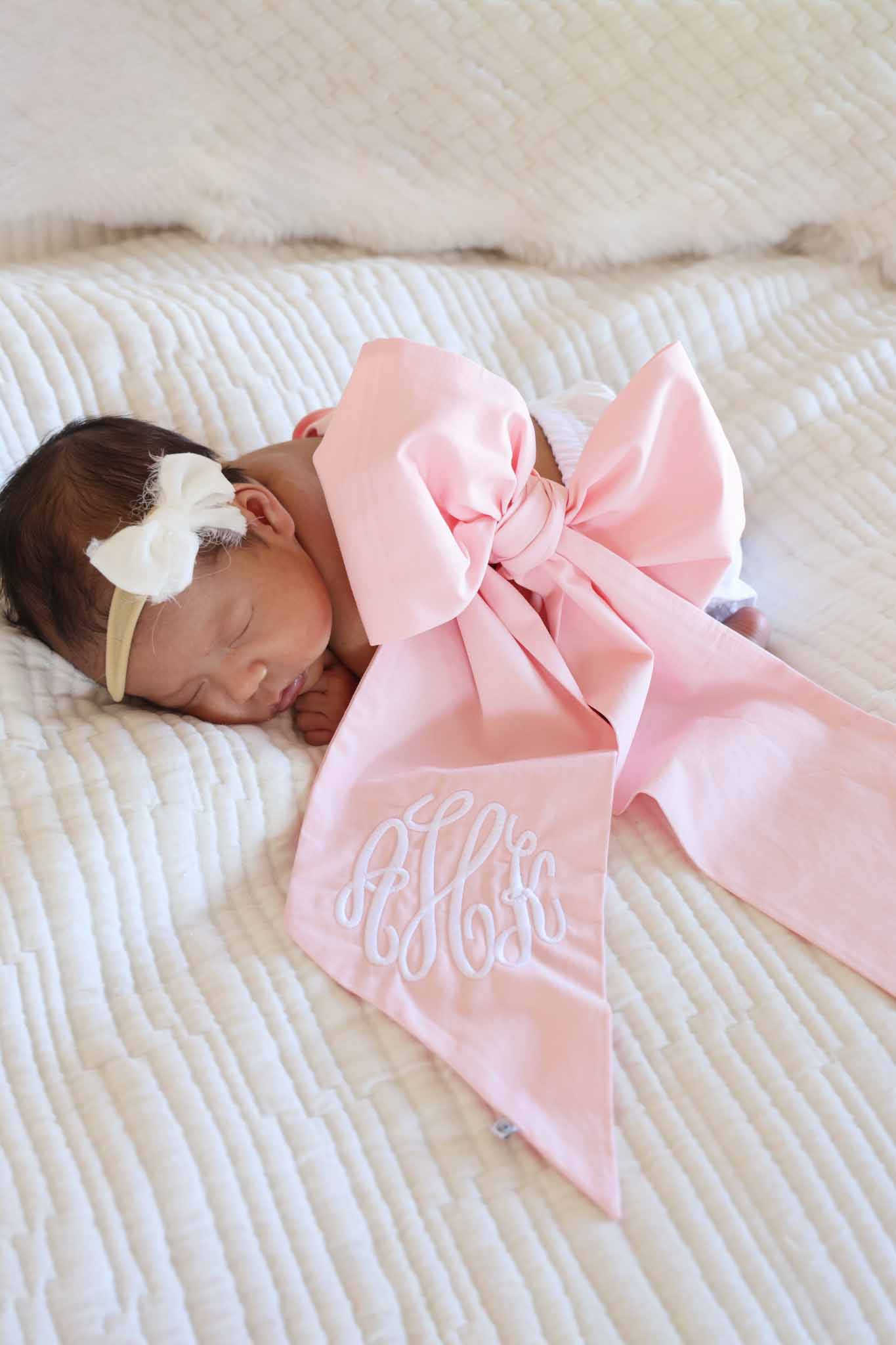 Personalized Newborn Bow Sash | Sweet Pink - Image 2