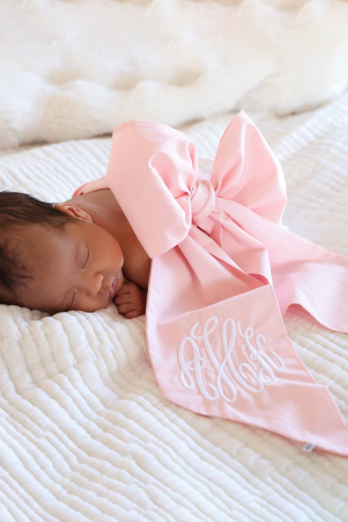 Personalized Newborn Bow Sash | Sweet Pink - Image 3
