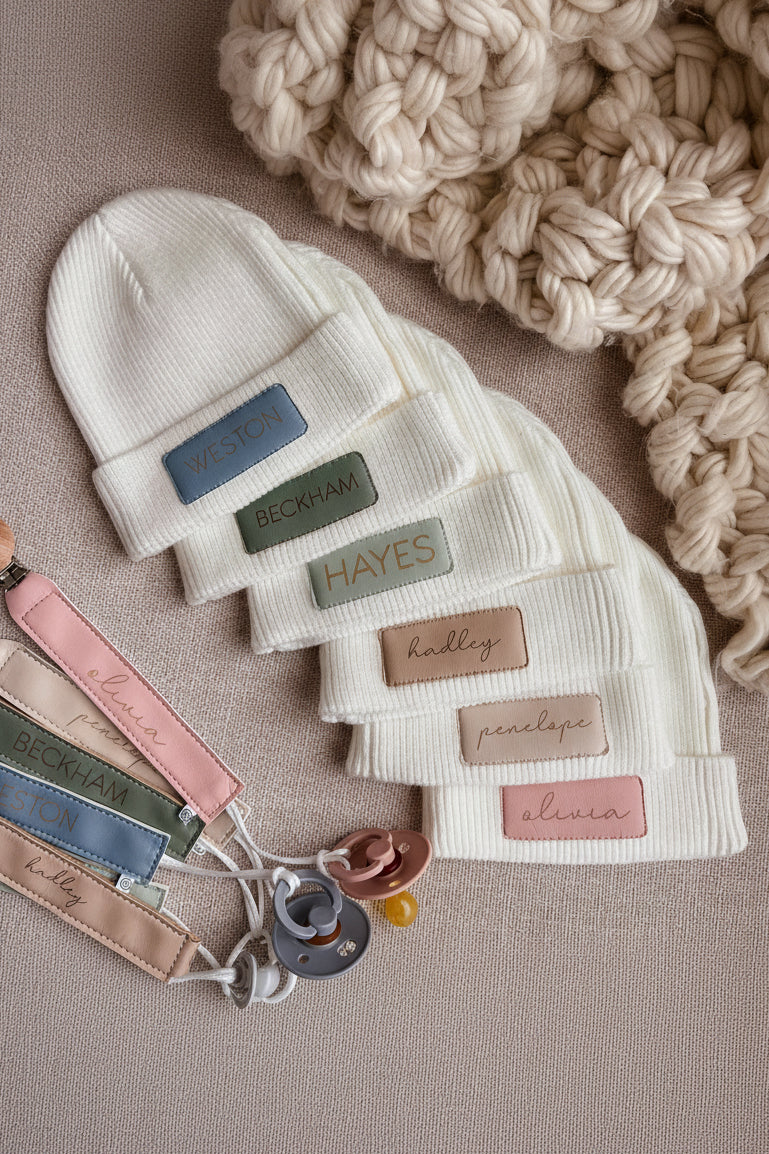 Personalized Leather Patch Beanie | All Colors - Image 3