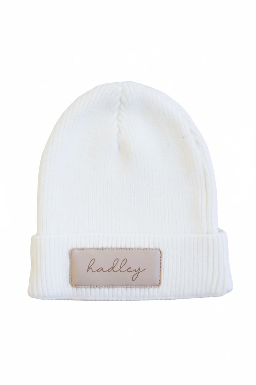 Personalized Leather Patch Beanie | All Colors - Image 9