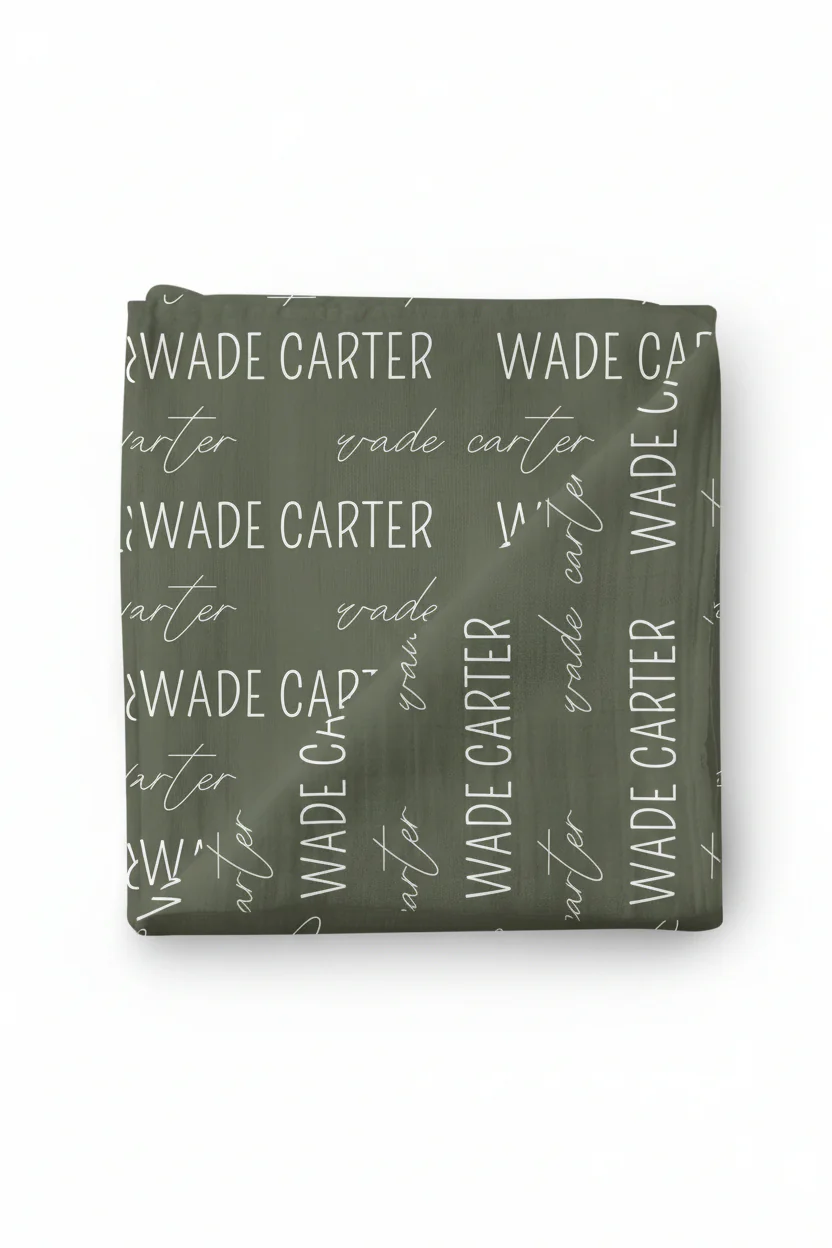 Personalized Olive Baby Name Swaddle Blanket - Block & Script