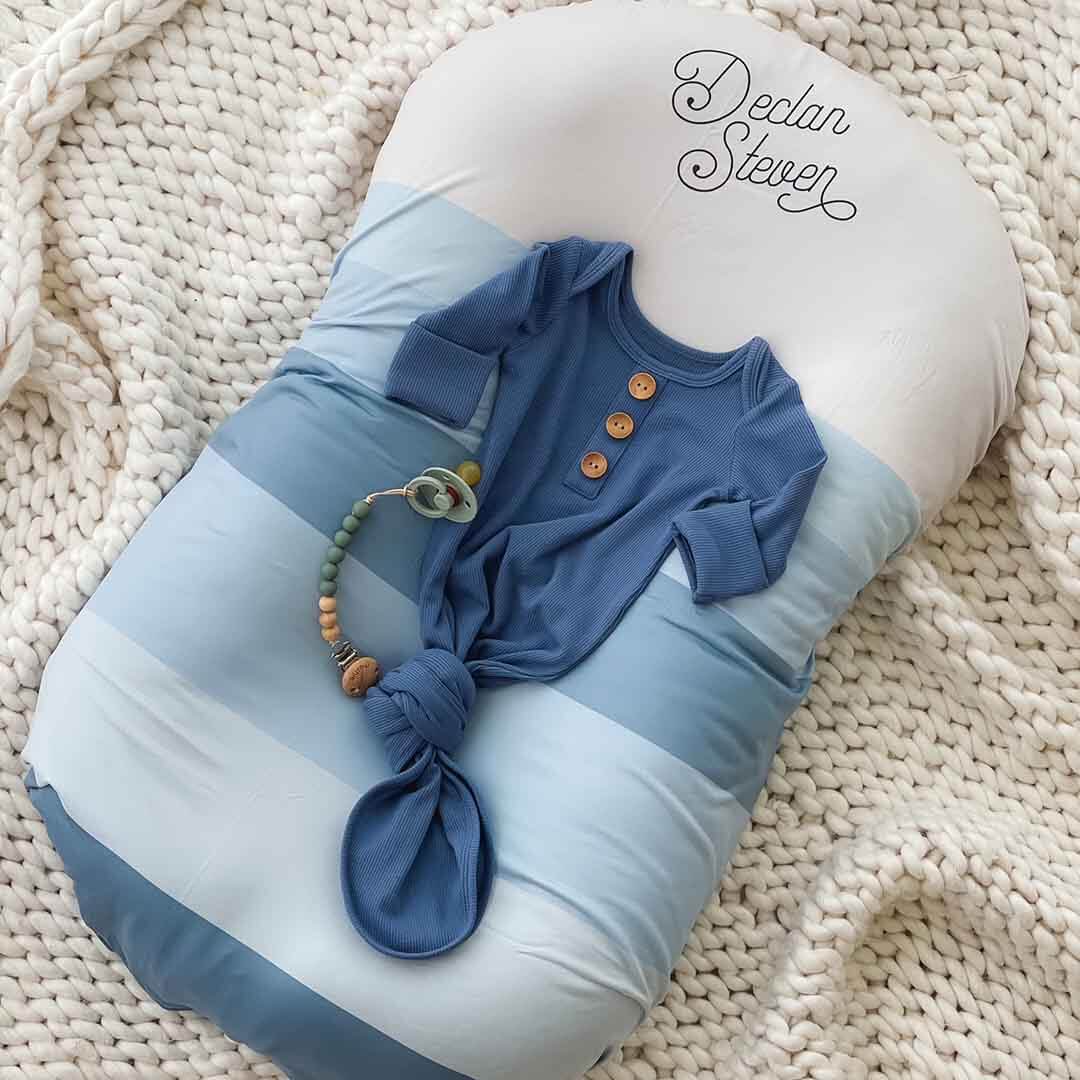 Personalized Ombre Swaddle | Dusty Blues - Image 3