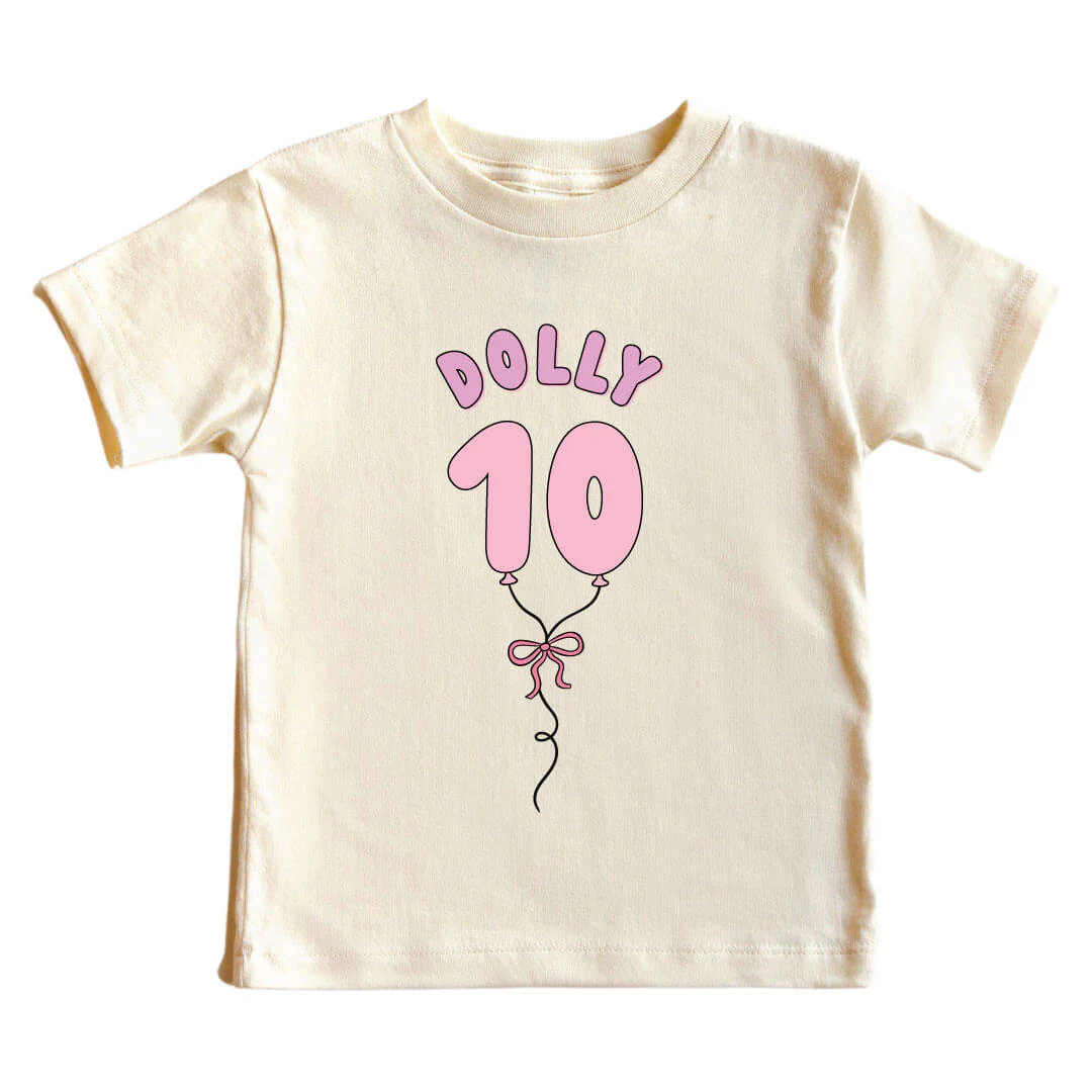 Personalized Pink Birthday Graphic Bodysuit & Kids Tee | Natural - Image 13