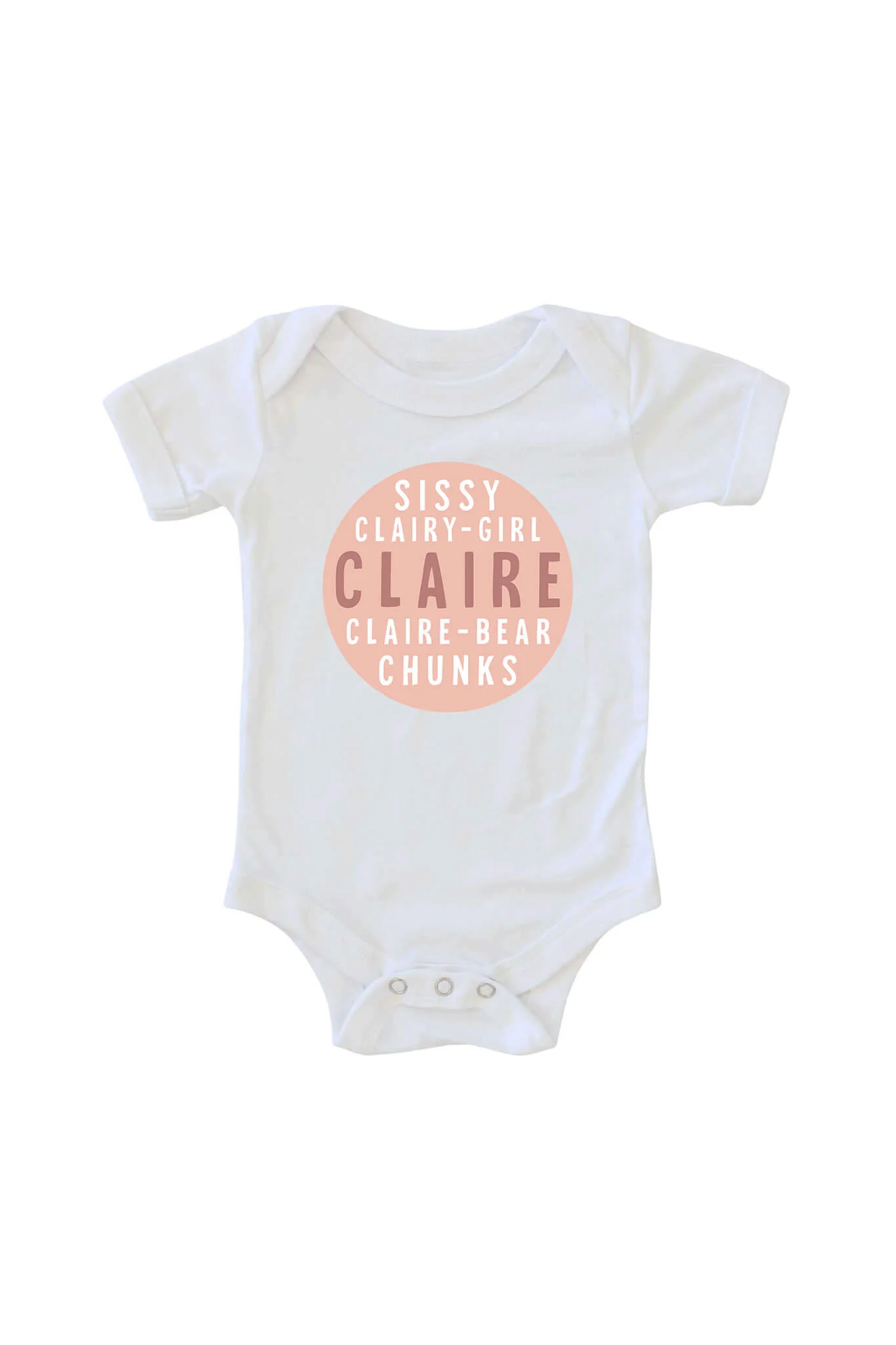 Personalized Pink Circle Name Graphic Bodysuit | White - Image 2