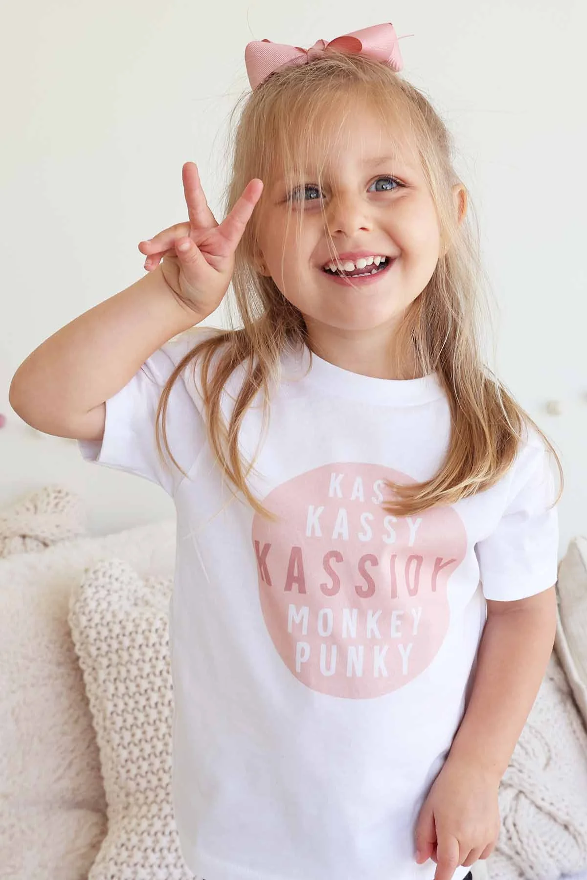 Personalized Pink Nickname Circle Kids Graphic Tee | White