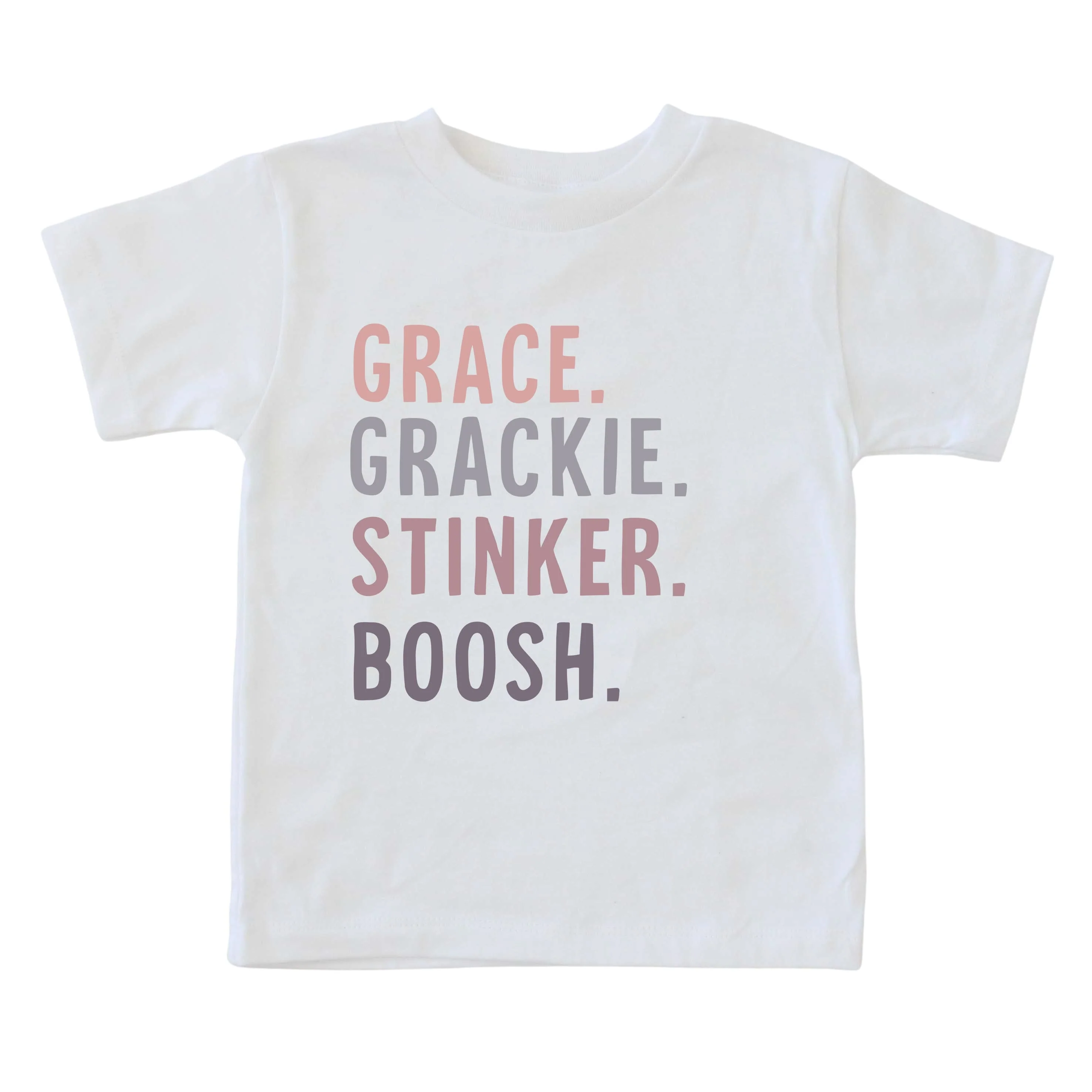Personalized Purple Nickname Color Block Kids Graphic Tee | White - Image 2