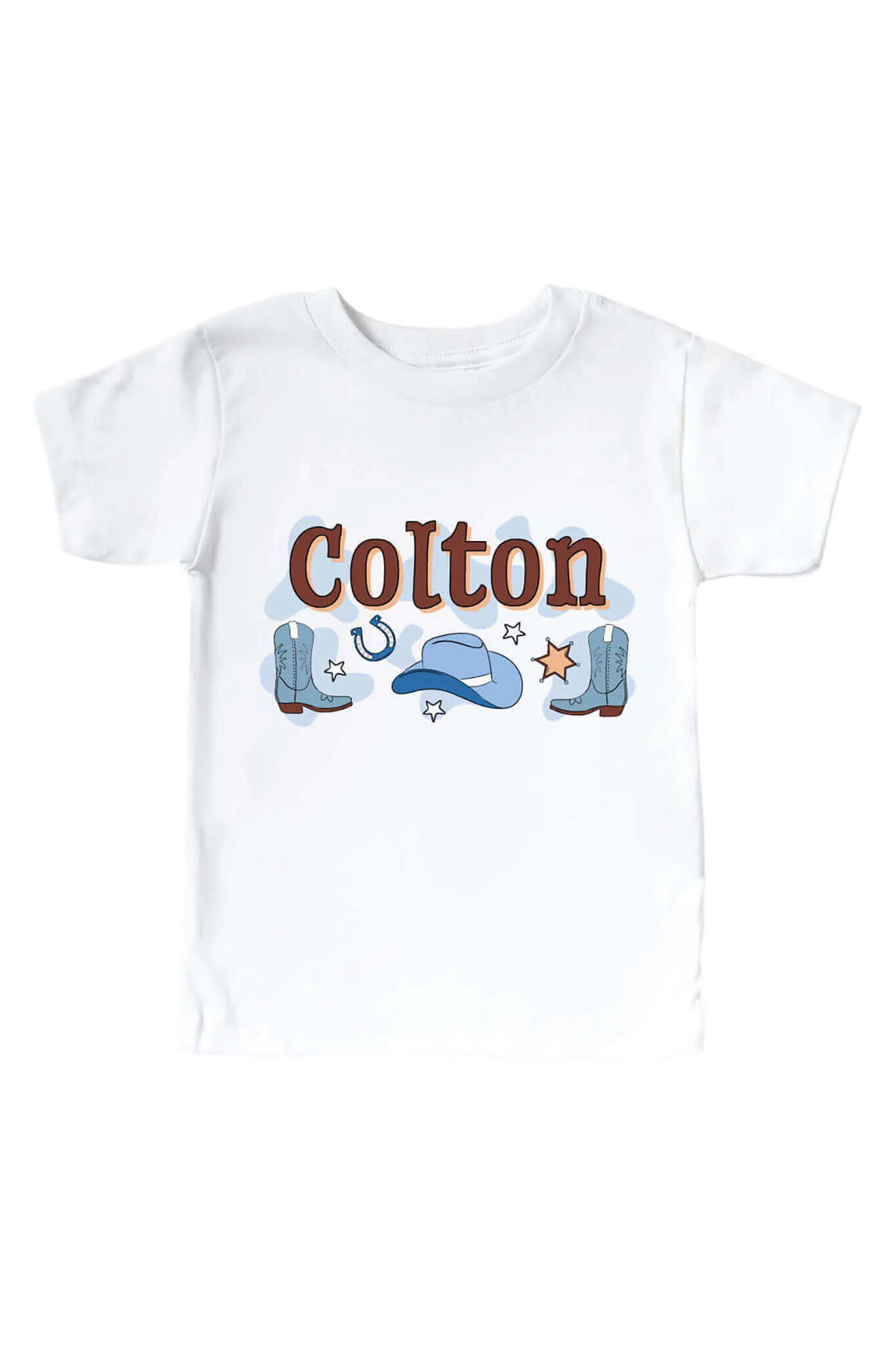 Personalized Rodeo Dreams Blue Graphic Bodysuit & Kids Tee | White - Image 3