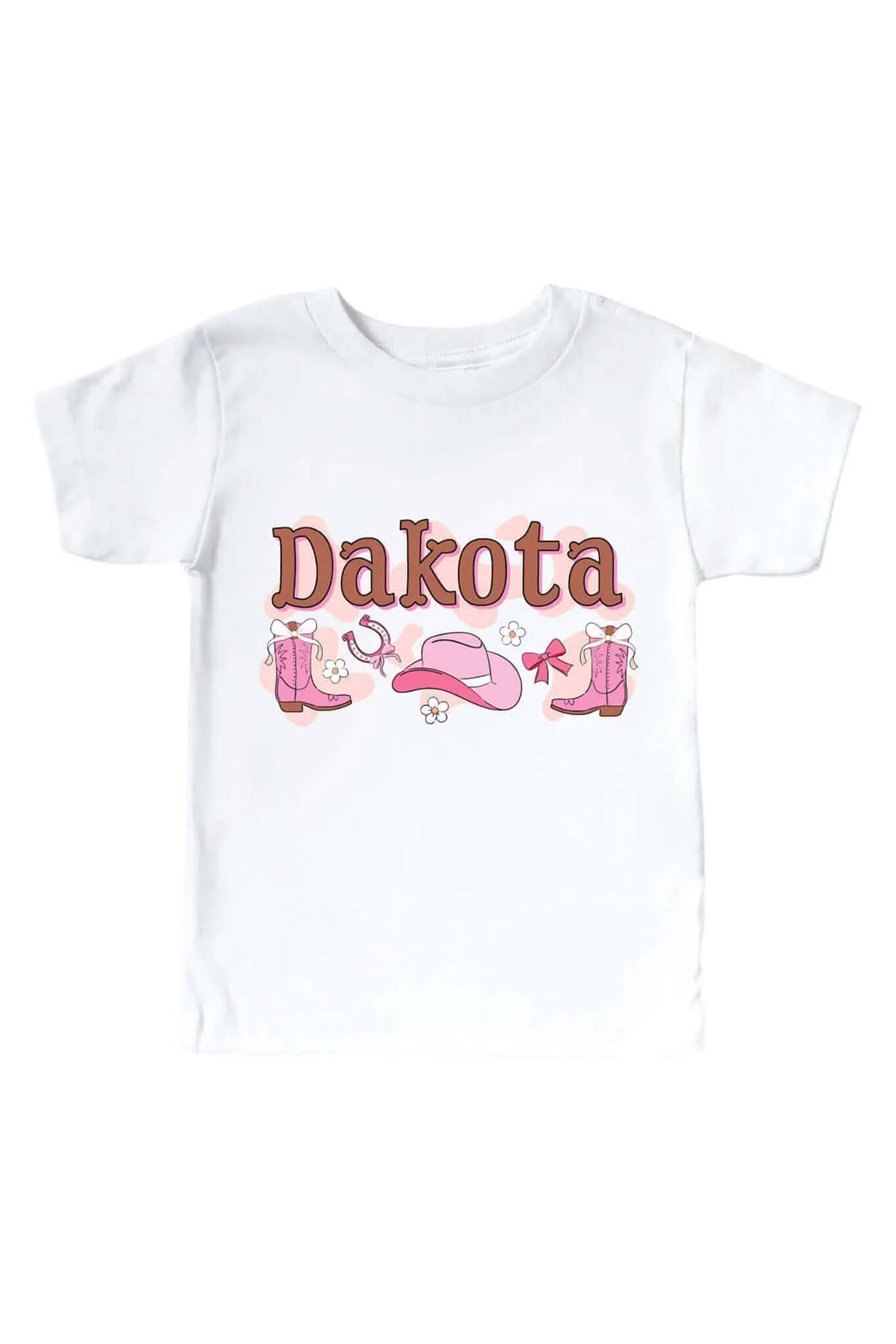 Personalized Rodeo Dreams Pink Graphic Bodysuit & Kids Tee | White - Image 2