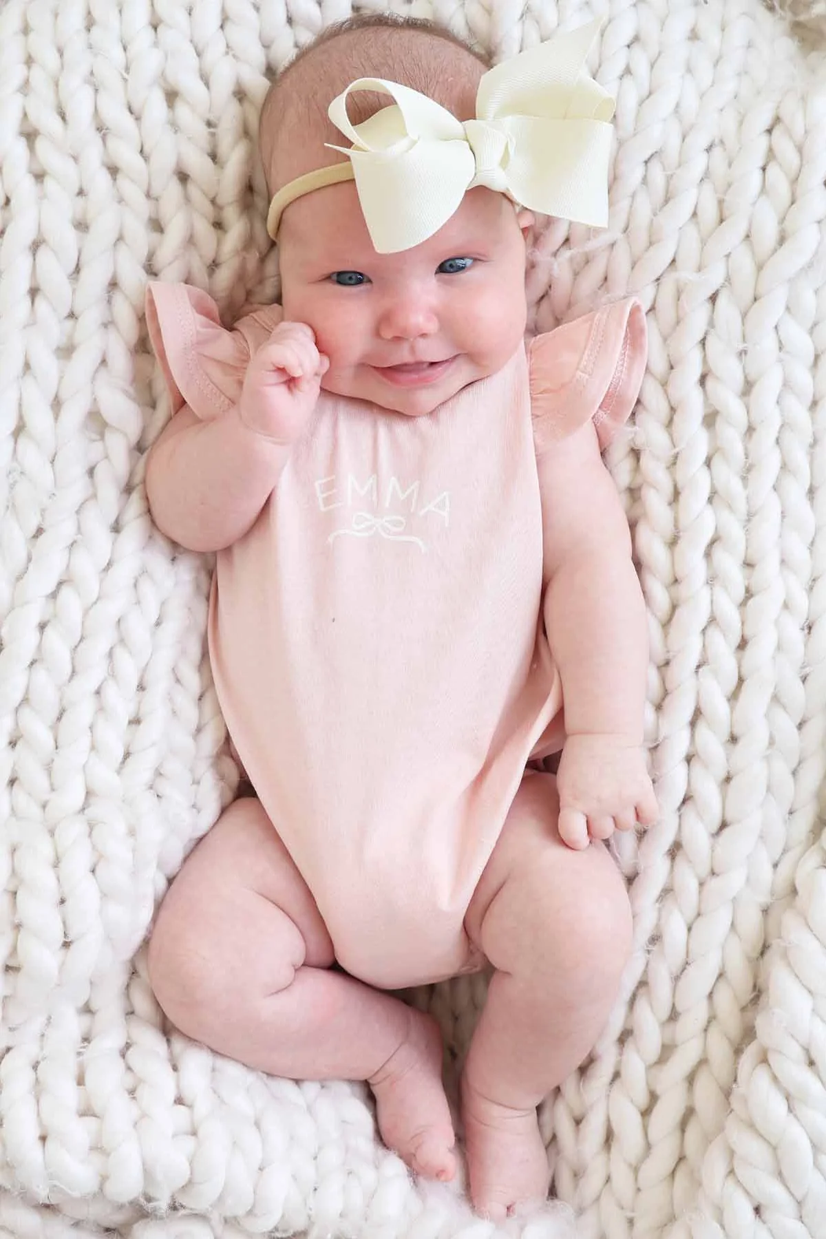 Personalized Ruffle Sleeve Bubble Romper | Pretty in Pink - Image 5