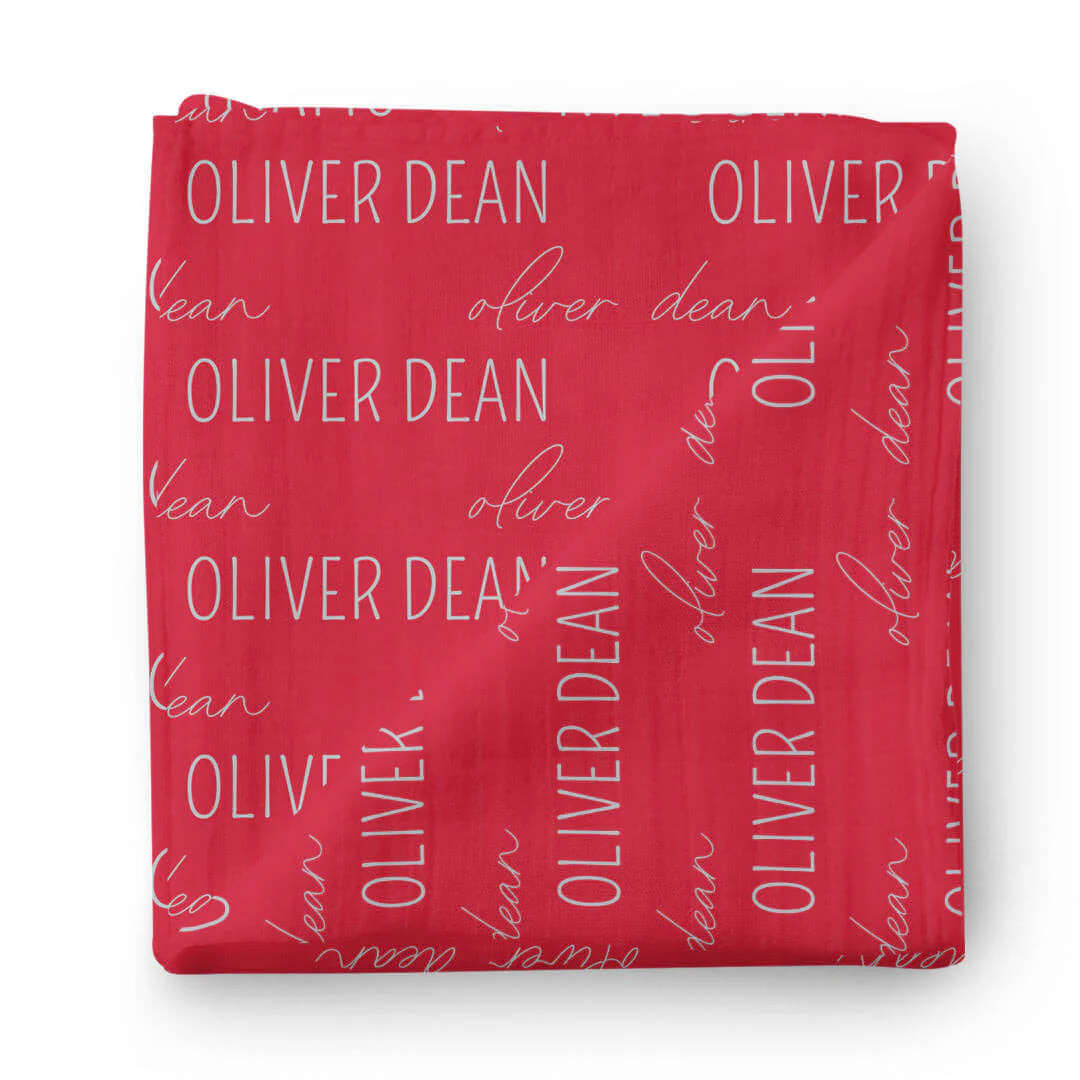 Personalized Scarlet Baby Name Swaddle Blanket - Block & Script - Image 2