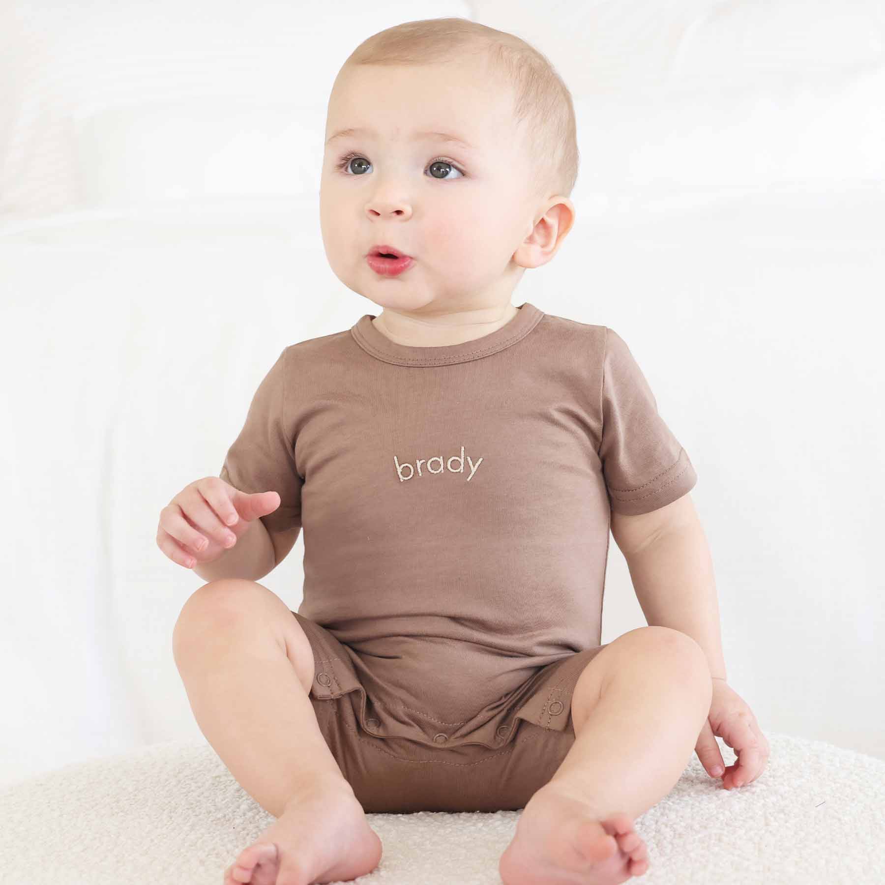 Embroidered Short Sleeve Snap Romper - Image 10