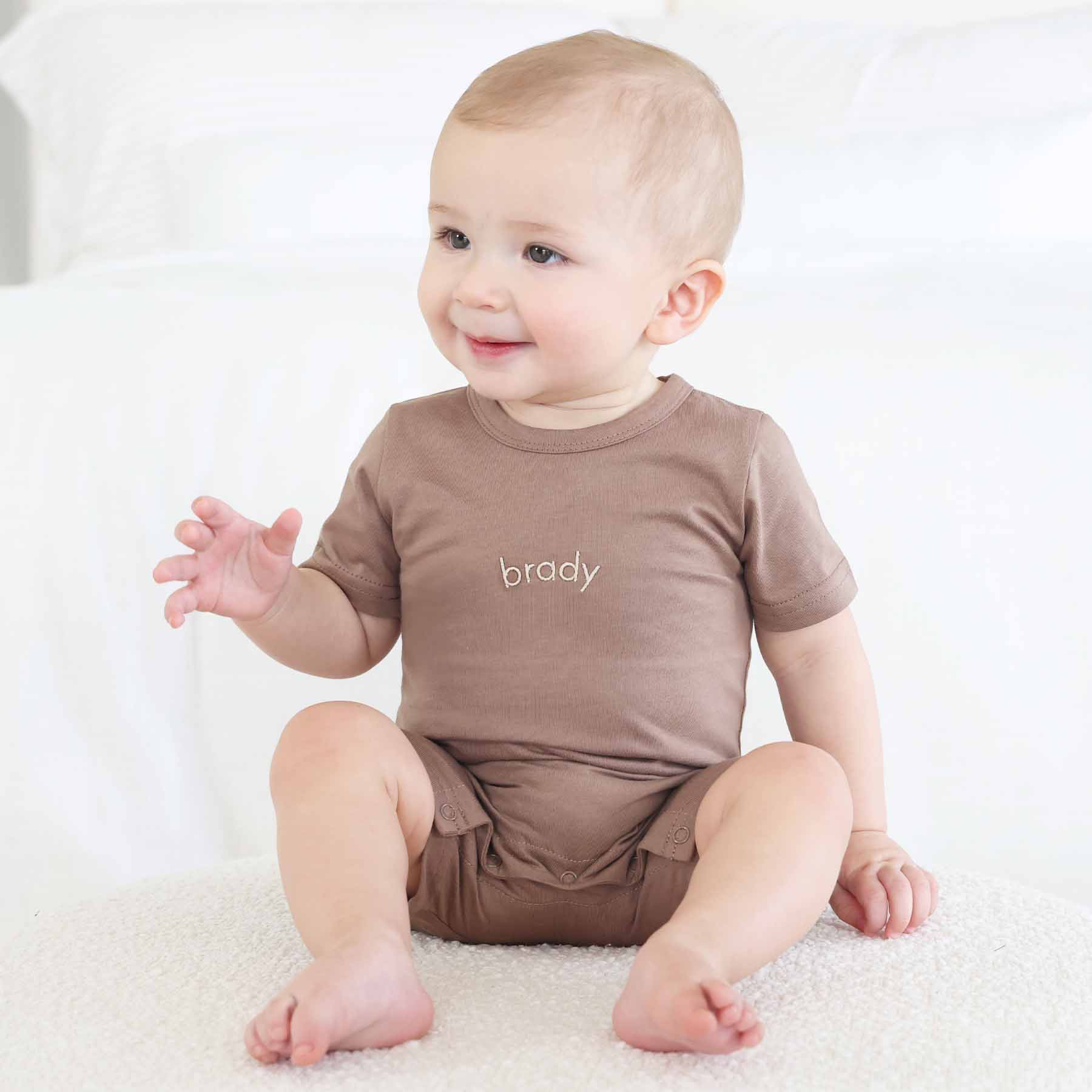 Embroidered Short Sleeve Snap Romper - Image 11