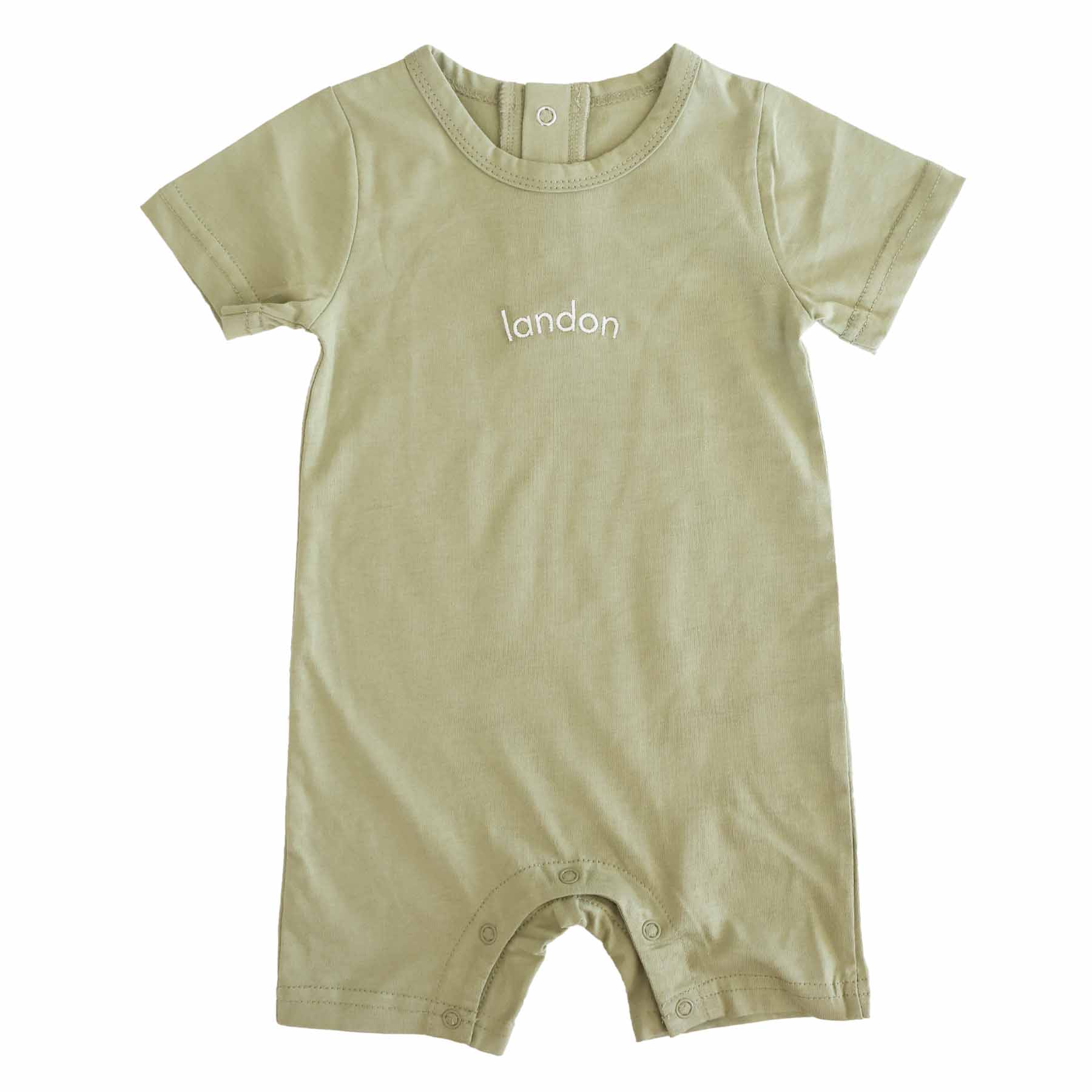 Embroidered Short Sleeve Snap Romper - Image 2