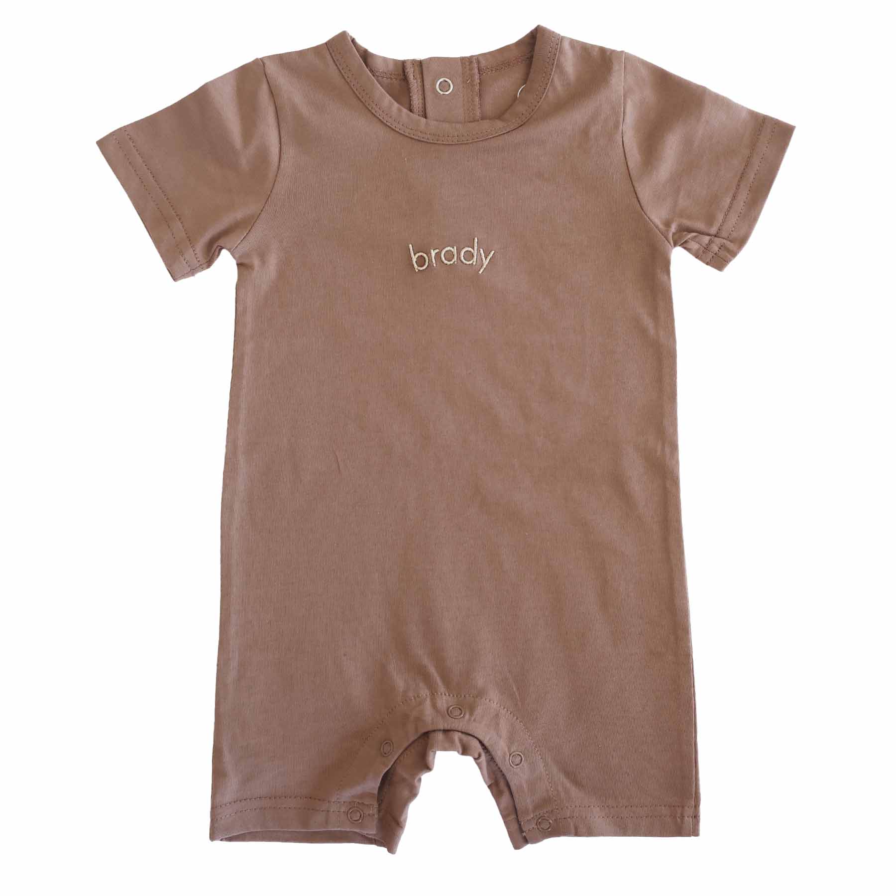 Embroidered Short Sleeve Snap Romper - Image 7