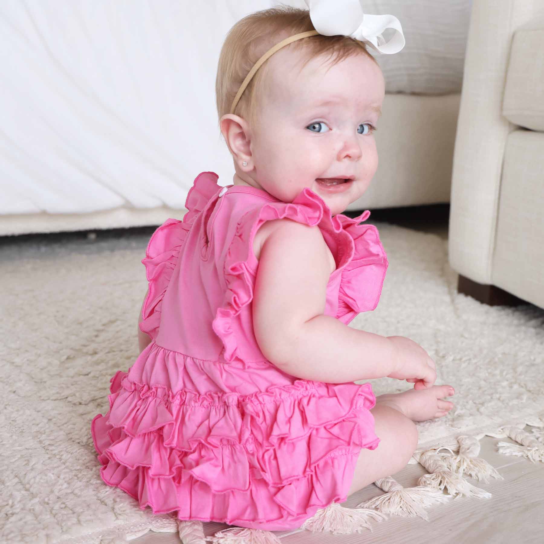 Embroidered Sleeveless Ruffle Bubble Romper - Image 12