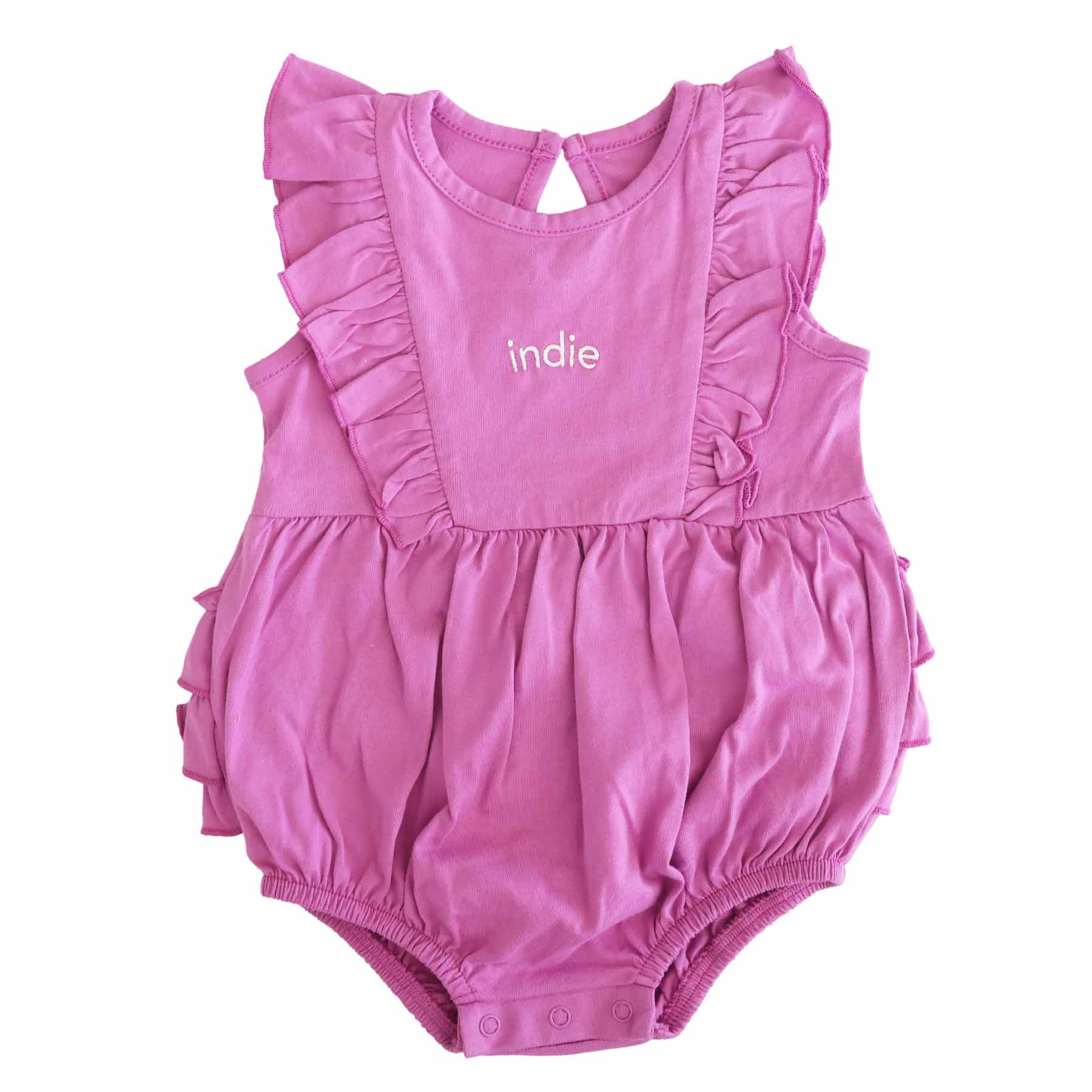 Embroidered Sleeveless Ruffle Bubble Romper - Image 3