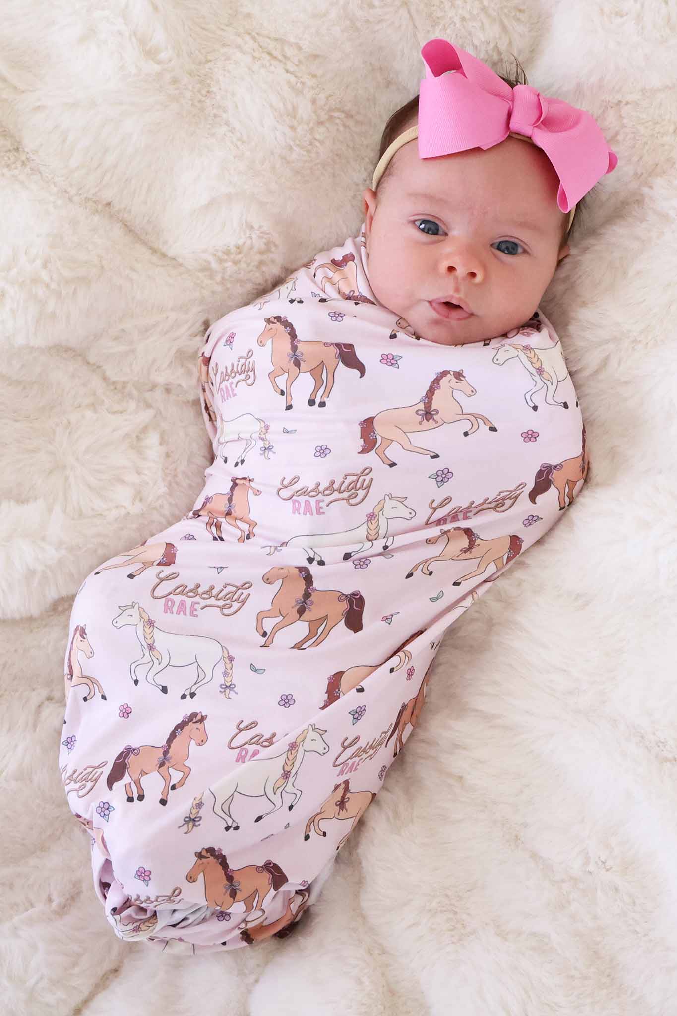 Personalized Swaddle Blanket | Pony Club Pink - Image 5