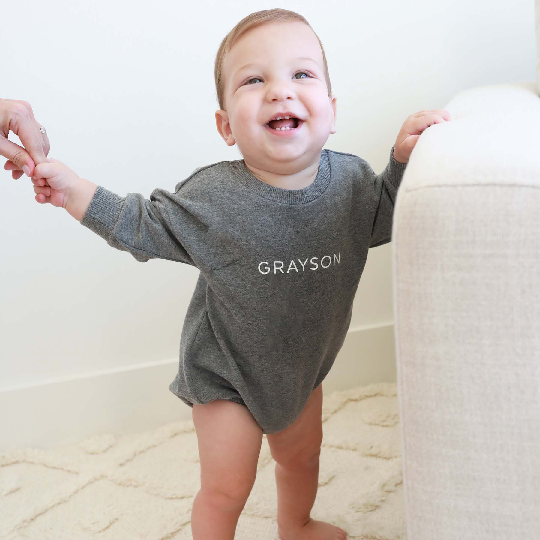 Personalized Sweatshirt Bubble Romper | Moody Solids - Image 5