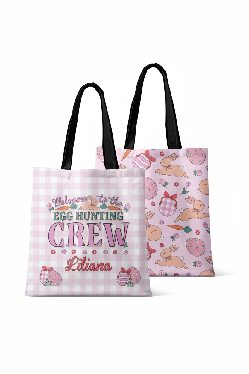Personalized Tote Bags | Hoppy Spring Pink