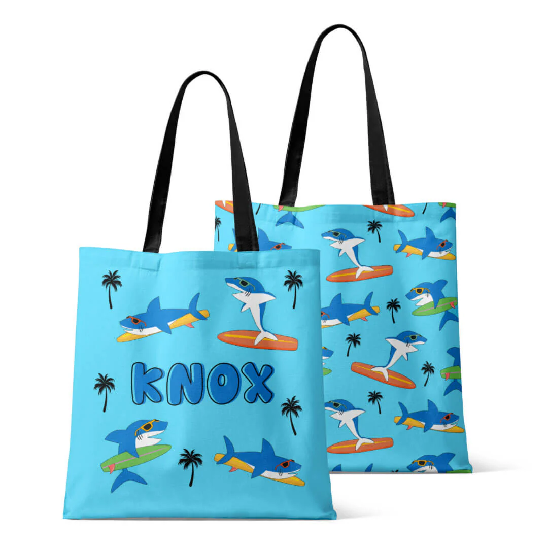 Personalized Tote Bags | Surfin' Sharks