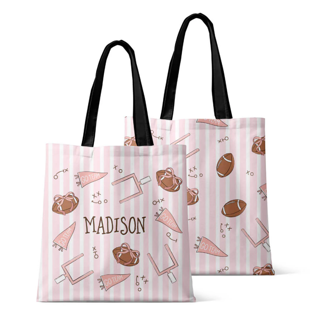 Personalized Tote Bags | Tiny Touchdown Pink