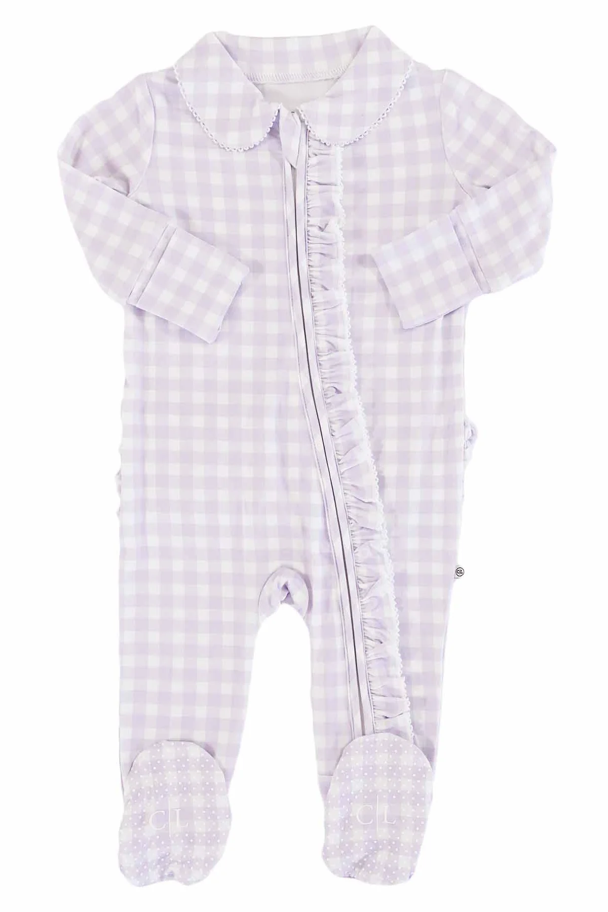 Peter Pan Collar Ruffle Zipper Footie - Image 2