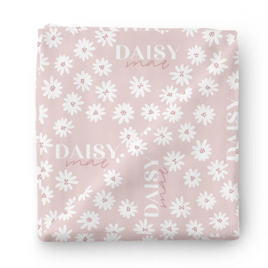 Pink Daisy Personalized Swaddle Blanket - Image 2