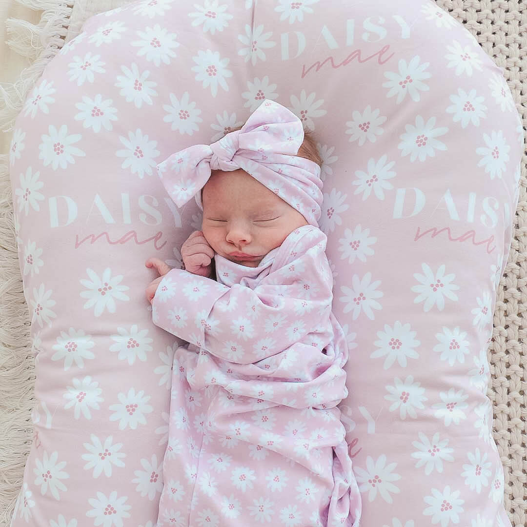 Pink Daisy Personalized Swaddle Blanket - Image 3