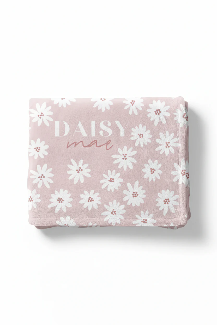 Pink Daisy Personalized Toddler Blanket