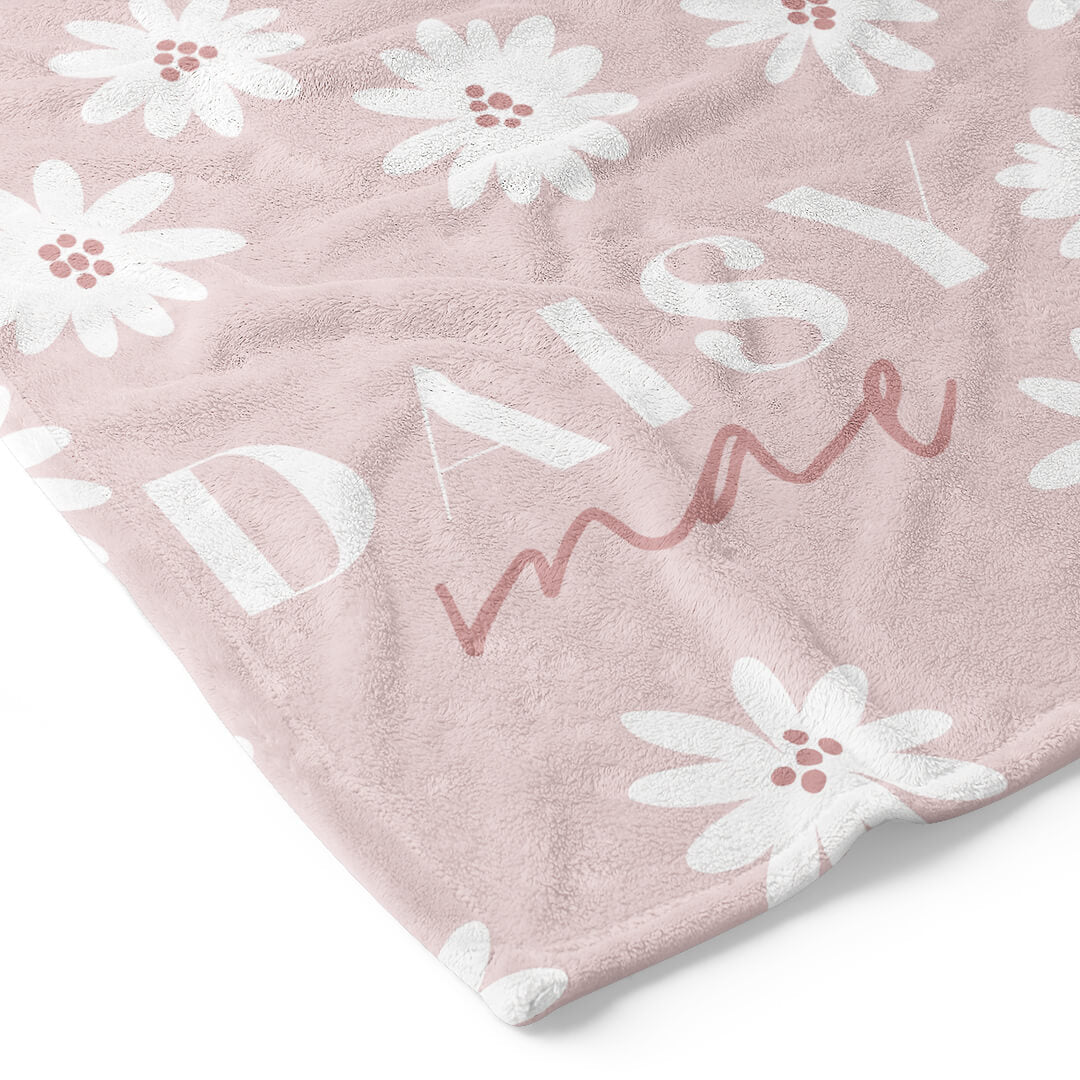 Pink Daisy Personalized Toddler Blanket - Image 2