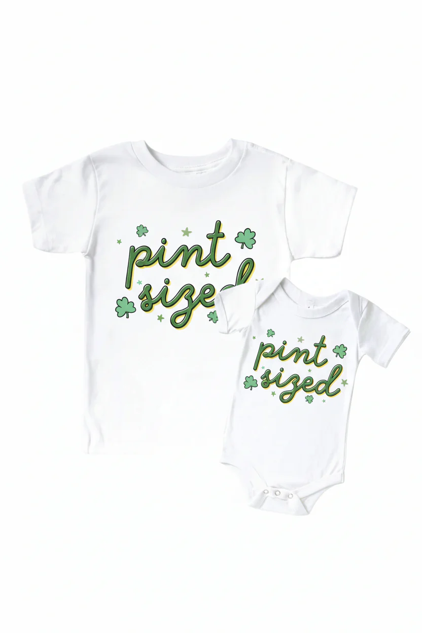 Pint Sized Graphic Bodysuit & Kids Tee | White