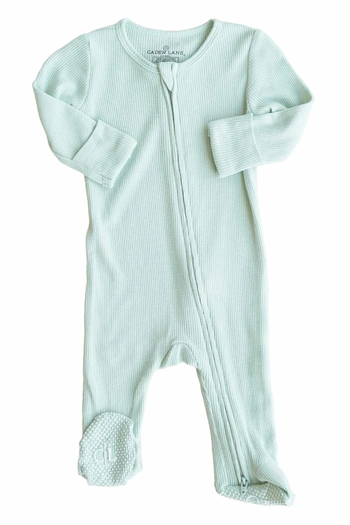 Pistachio Waffle Bamboo Zipper Footie - Image 2