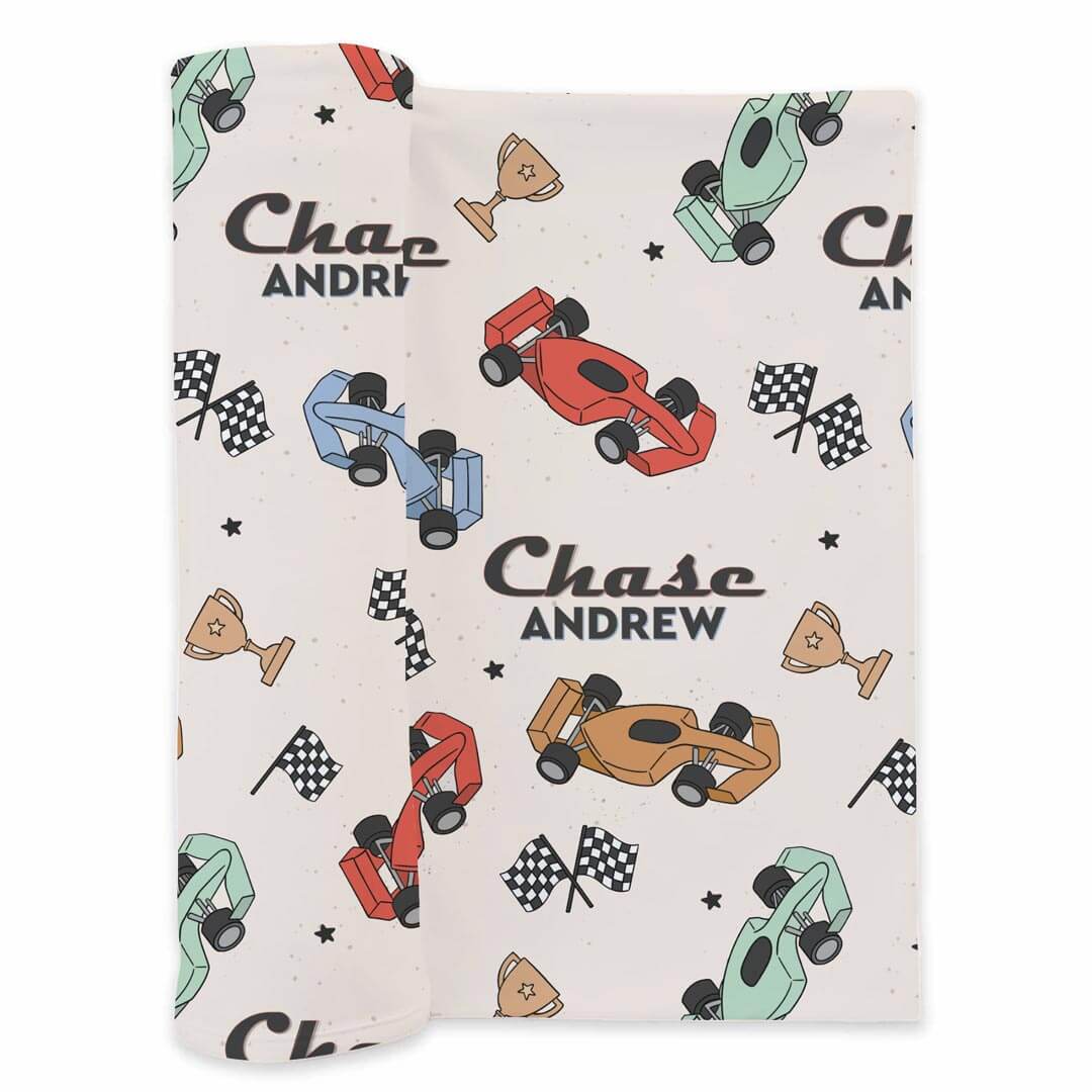 Pit Crew Personalized Swaddle Blanket - Image 2