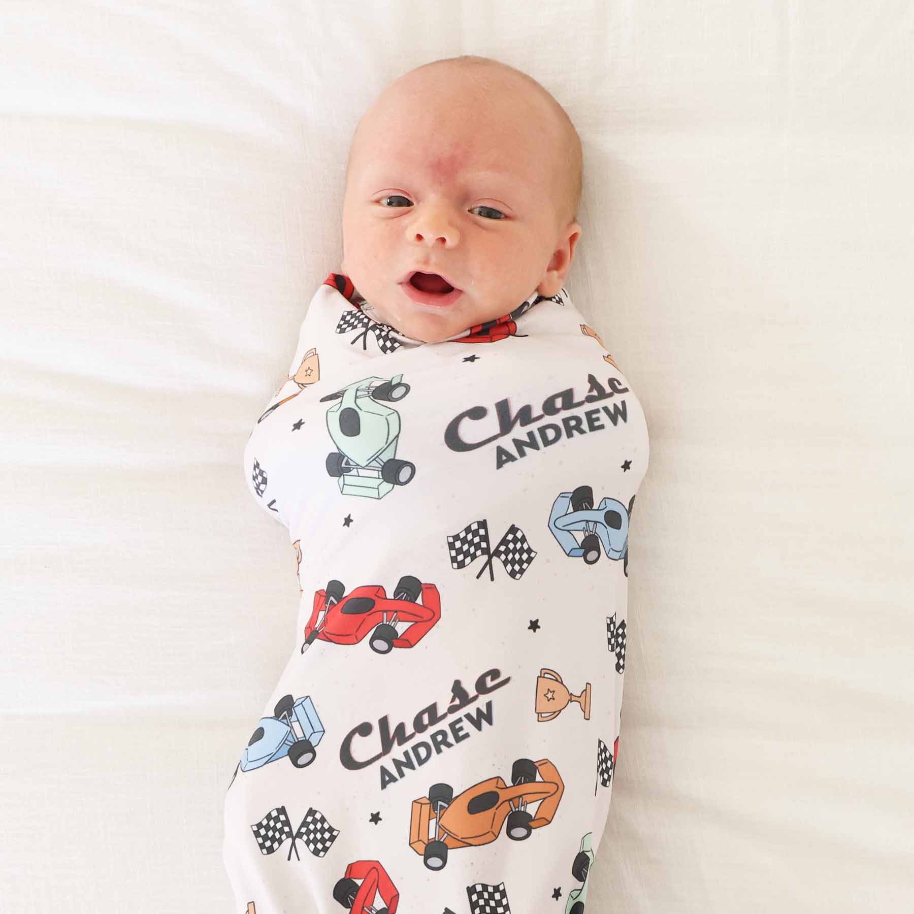 Pit Crew Personalized Swaddle Blanket - Image 3