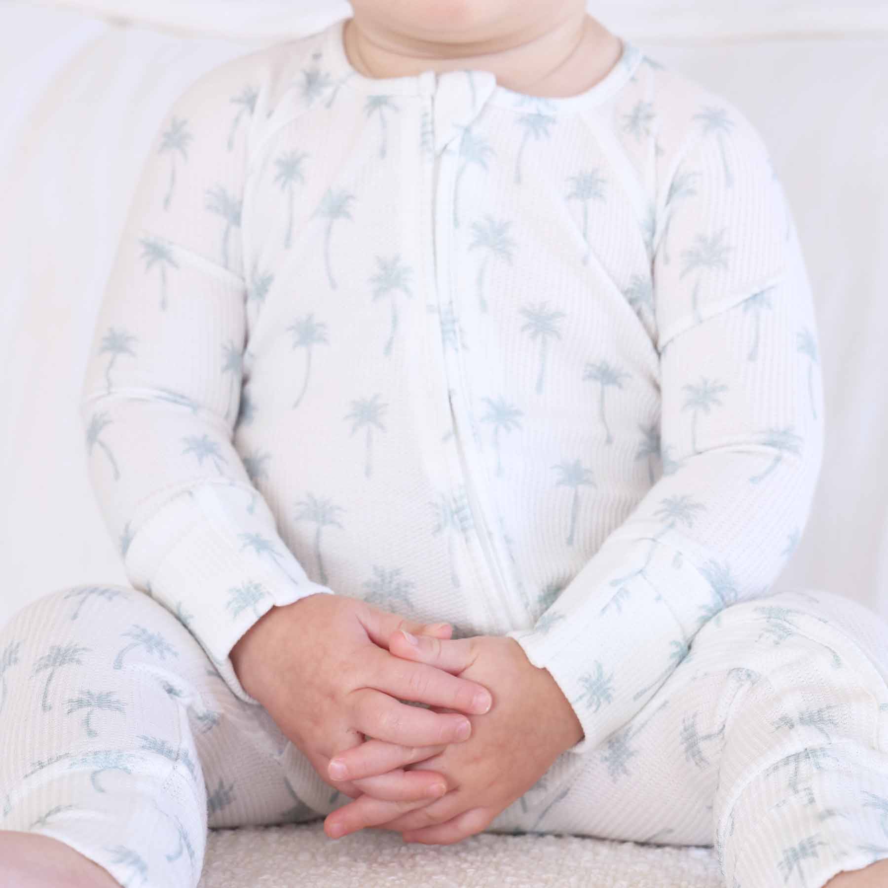 Preppy Palms Bamboo Waffle Convertible Zip Romper - Image 9
