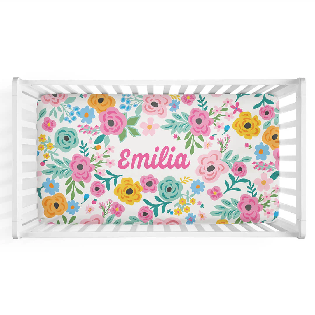 Pretty Poppies Personalized Crib Sheet