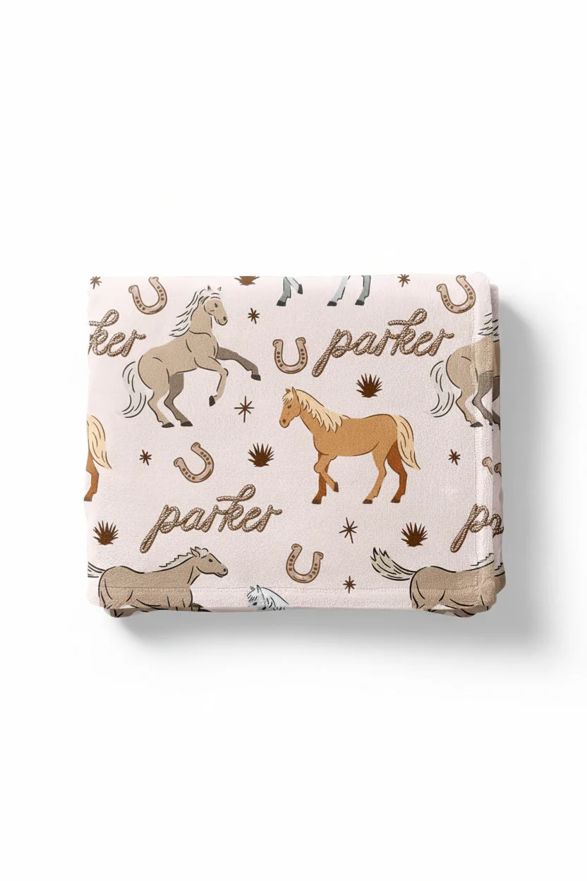 P's Ponies Personalized Kids Blanket - Image 2