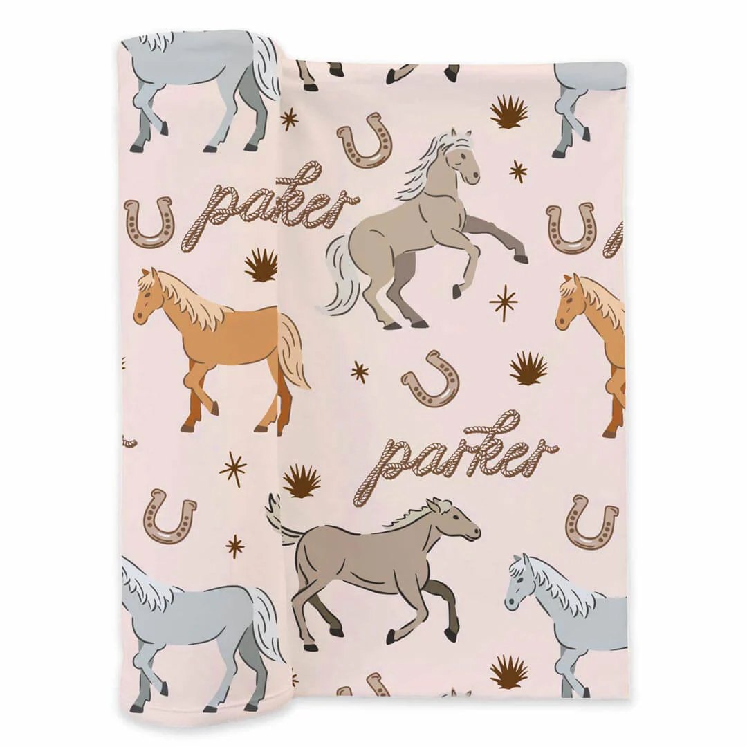 P's Ponies Personalized Swaddle Blanket - Image 2