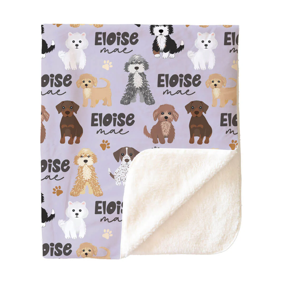 Puppy Pals Personalized Toddler Blanket | Purple - Image 3
