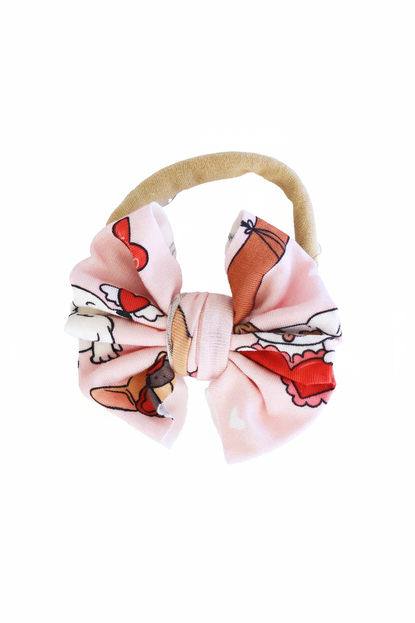 Pups & Kisses Knit Bow Headband | Pink