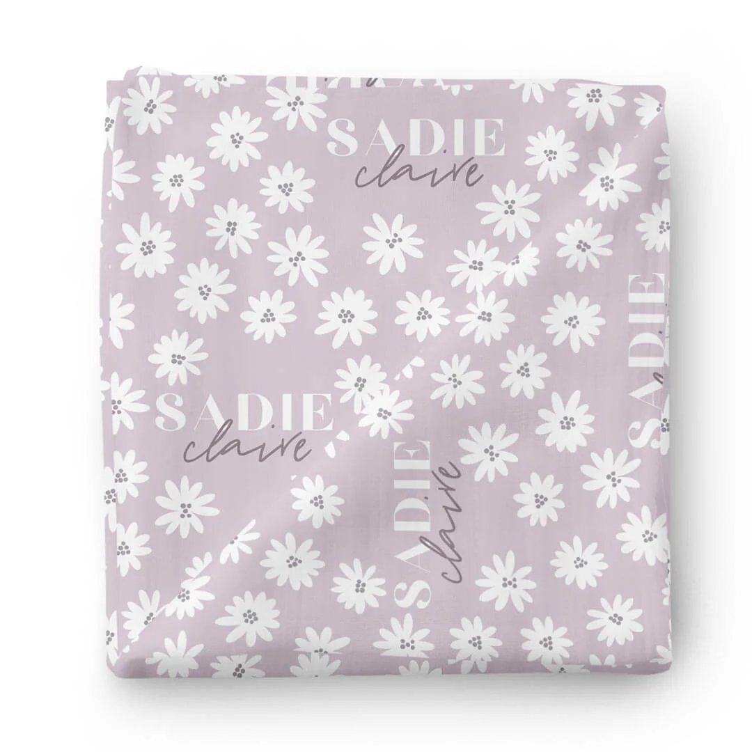 Purple Daisy Personalized Swaddle Blanket - Image 2