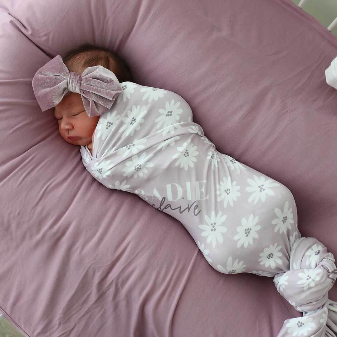 Purple Daisy Personalized Swaddle Blanket - Image 4