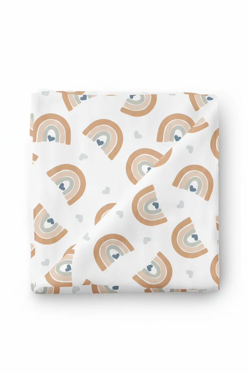 Rainbow Hearts Swaddle Blanket