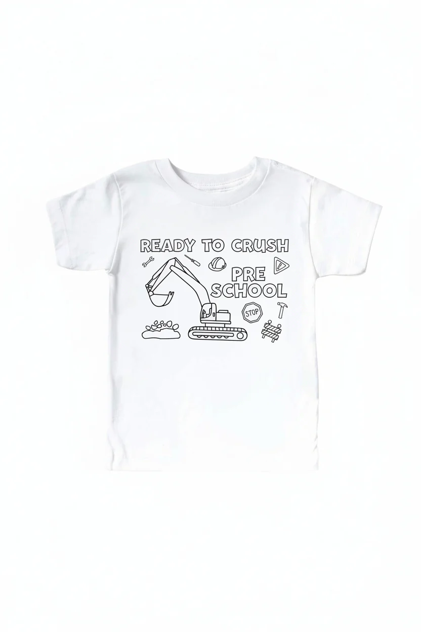 Ready To Crush School Colorable Kids Graphic Tee | White - Image 2